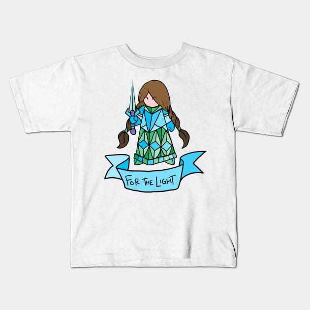 Brunette Paladin - For the Light Kids T-Shirt by JonGrin